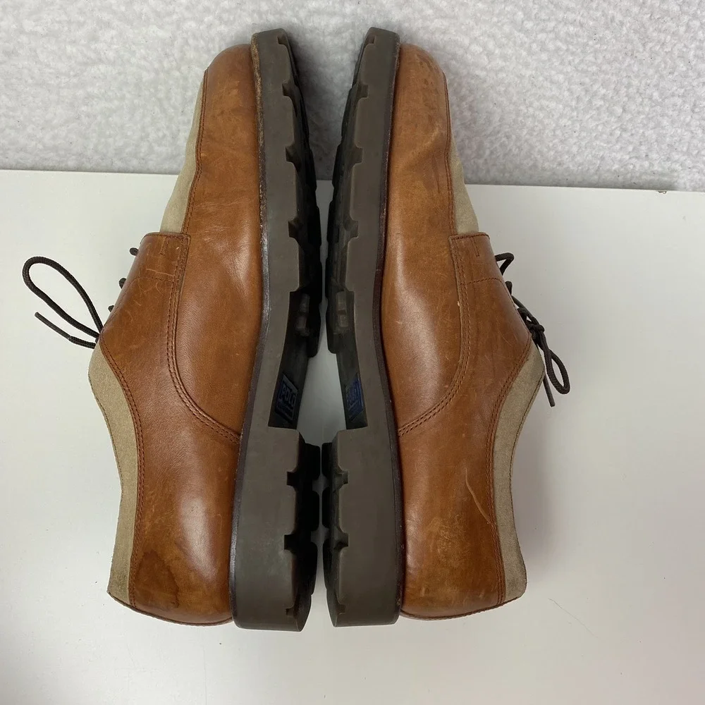 Vintage Polo Ralph Lauren Shoes Mens Size 10.5 D Brown Tan Oxford Derby Two Tone